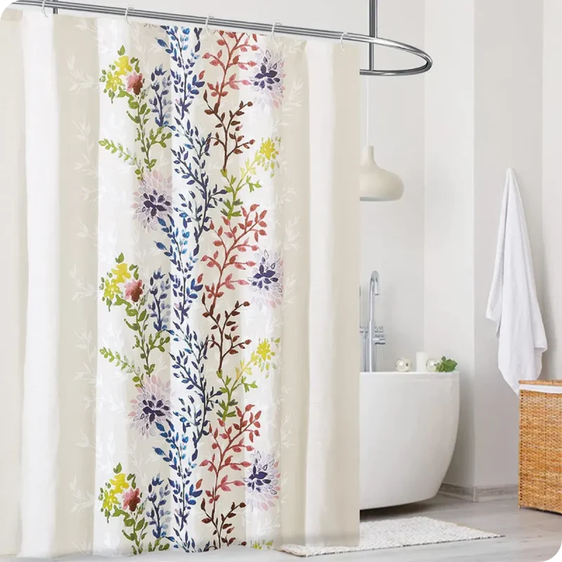 Bathroom Floral Shower Curtain Side