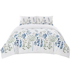 Bedding Flowers Watercolor Printing 4pc Comforter Set