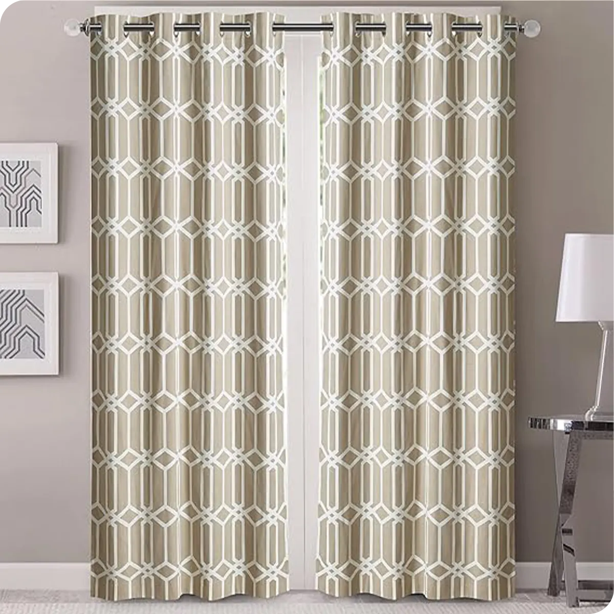 Light Brown Polyester Blackout and Thermal Insulation Curtains - front