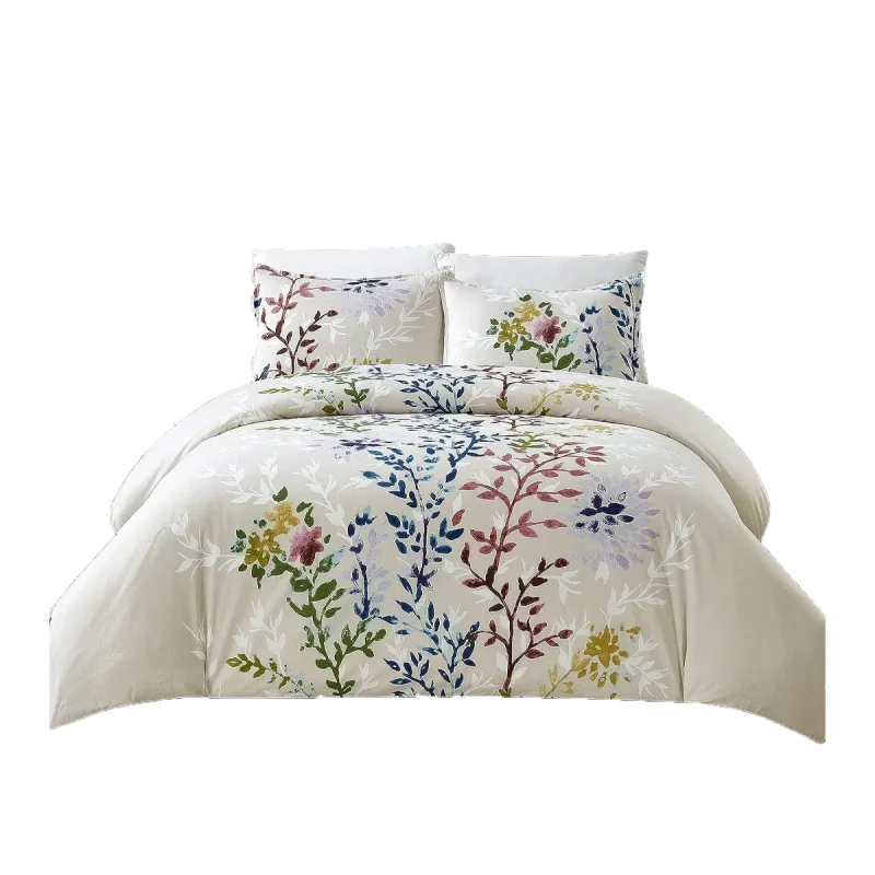 White Dahlia 3pc Duvet Cover Set