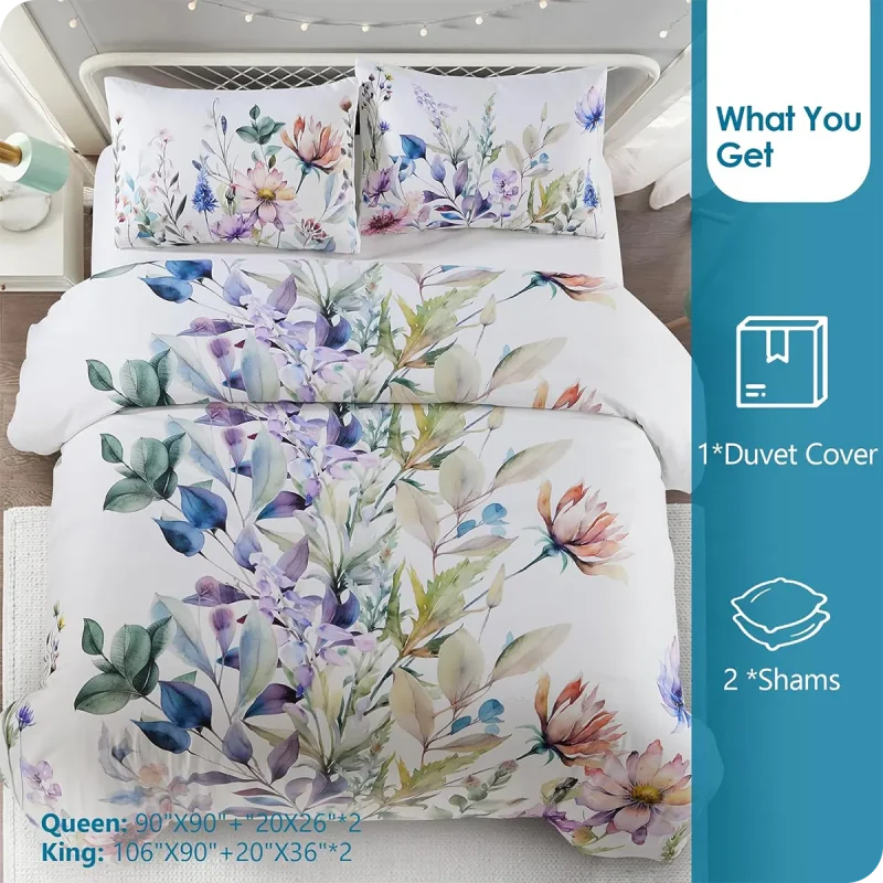 3PCS Meadow-Floral Duvet Cover Set Included02
