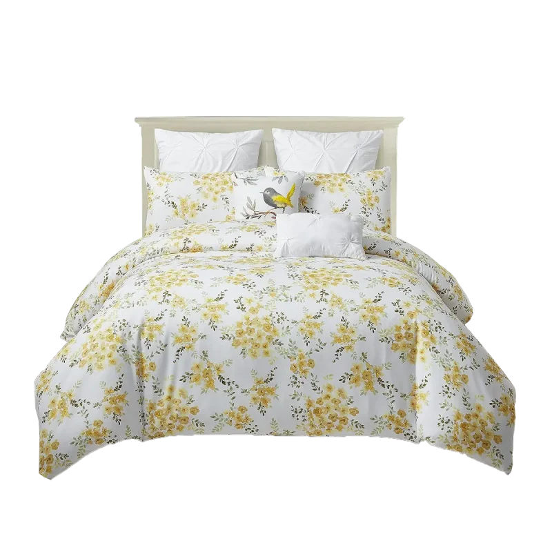 7-Piece King Size Cotton Sunny Yellow Comforter Set