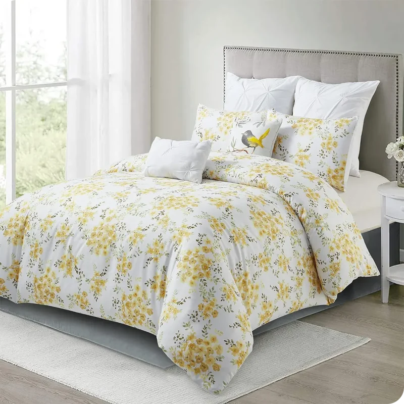 7-Piece King Size Cotton Sunny Yellow Comforter Set detail