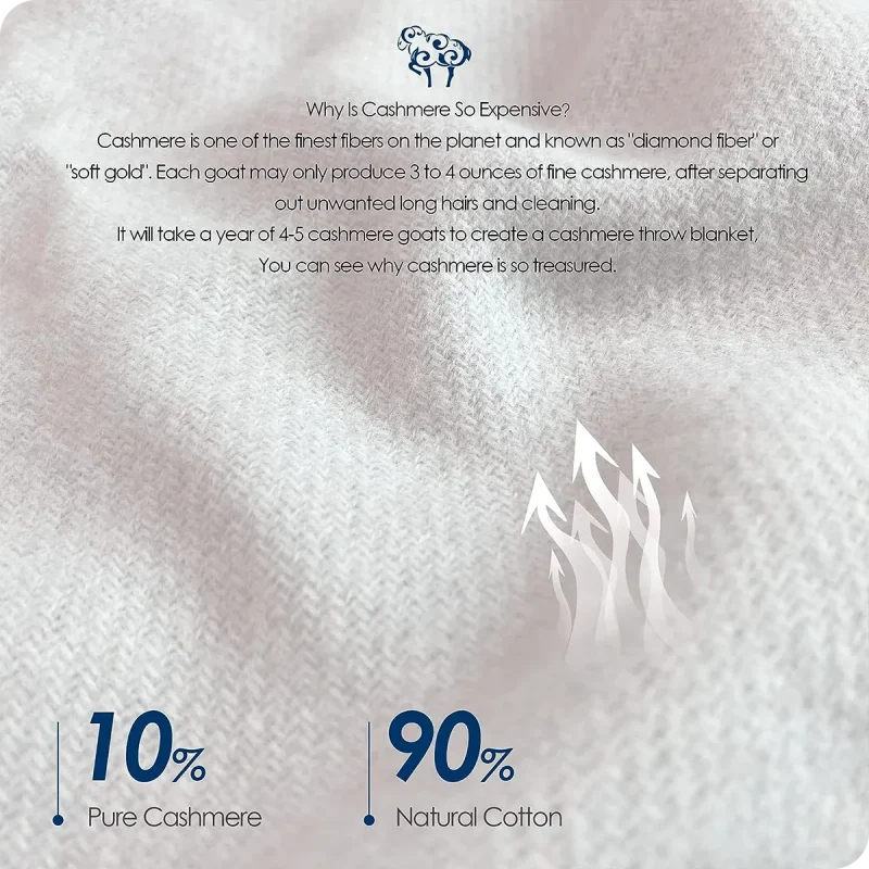 Beige Cashmere Bed Blanket details
