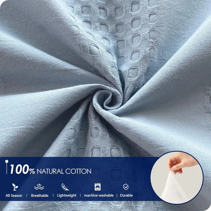 Blue Waffle Cotton King Comforter Set detail02
