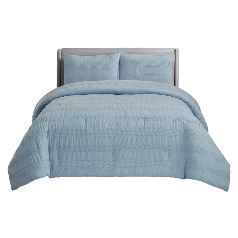 Blue Waffle Cotton King Comforter Set min