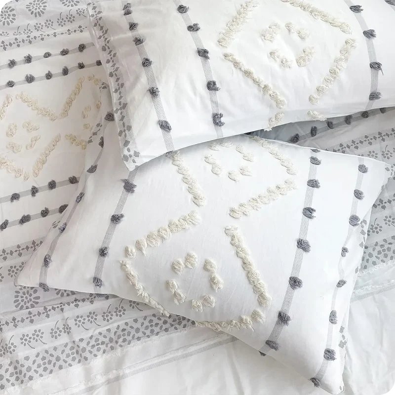 Boho Comforter Set with Striped Jacquard detail02