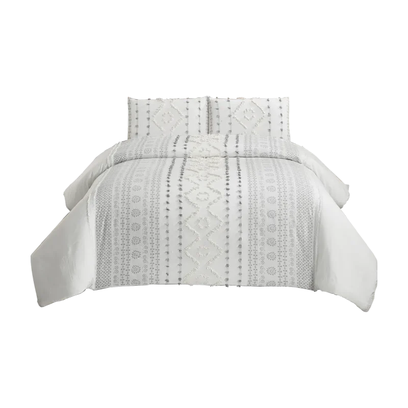 Boho Comforter Set with Striped Jacquard mine