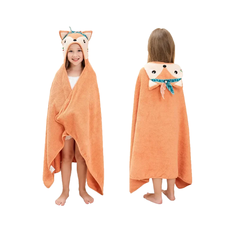 Cartoon Fox Hooded Baby Bath Towel