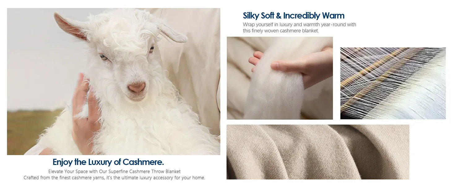 Elevate Your Space with Our Superfine Beige Cashmere Throw Blanket