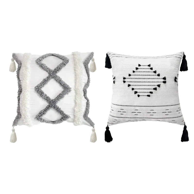 Set of 2 Boho Jacquard Throw Pillow Covers