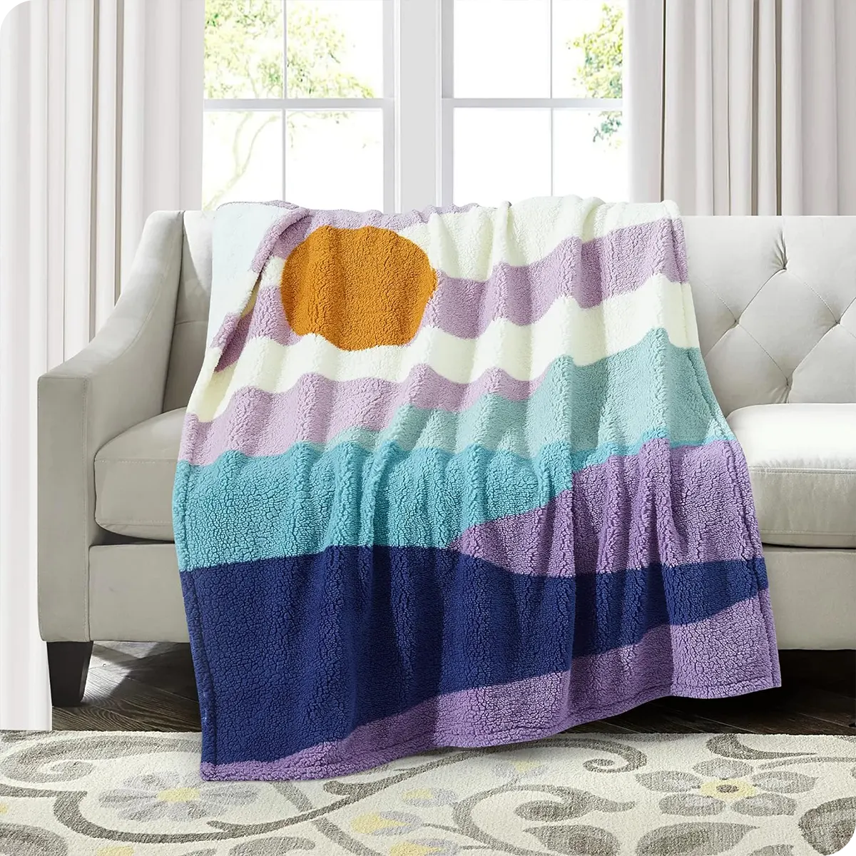 Sunrise Pattern Cozy Sherpa Fleece Throw Blanket detail02