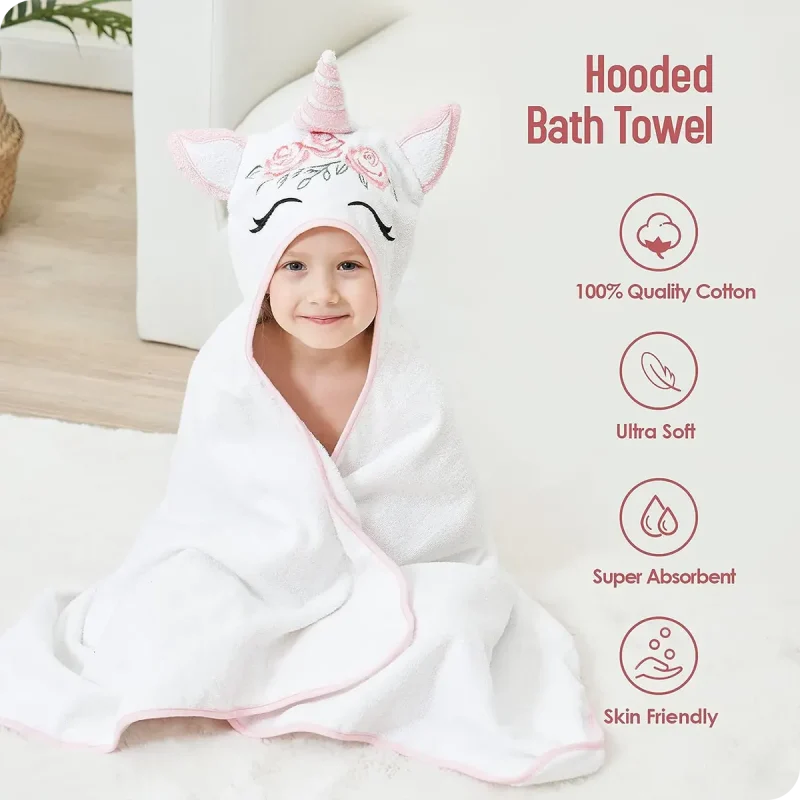 Kids Hooded Towel Unicorn Kids Bath Towels
