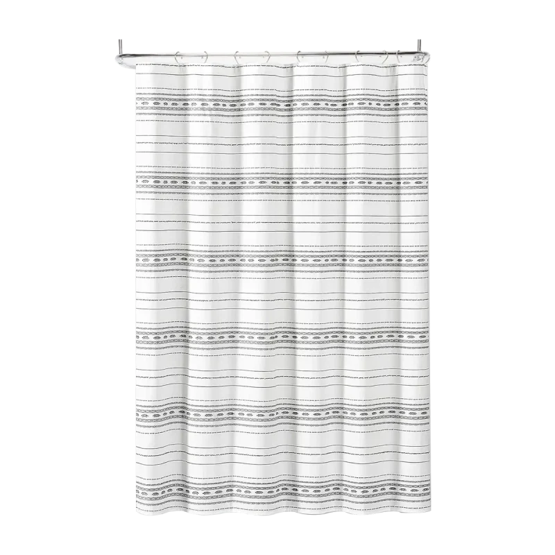 Waffle Striped Shower Curtain min