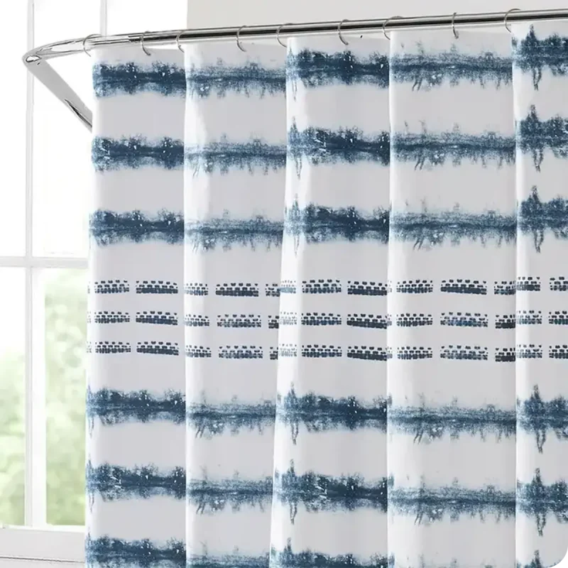 Watercolor Stripe Print Shower Curtain detail1