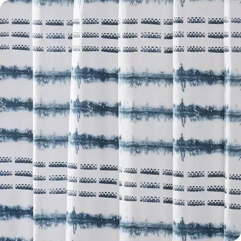 Watercolor Stripe Print Shower Curtain detail2