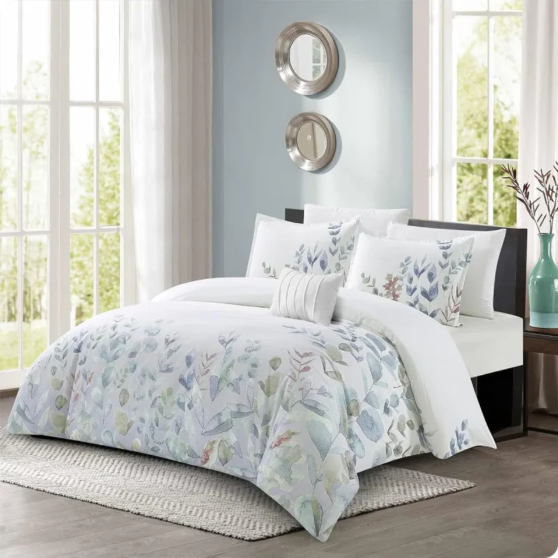 100% Polyester Comforter Set - 4-Piece Soft Floral Bedding 02