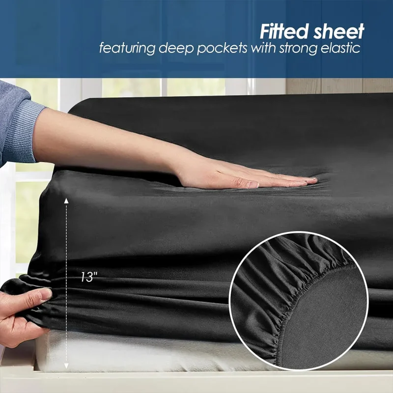 black bamboo sheets-fitted sheet