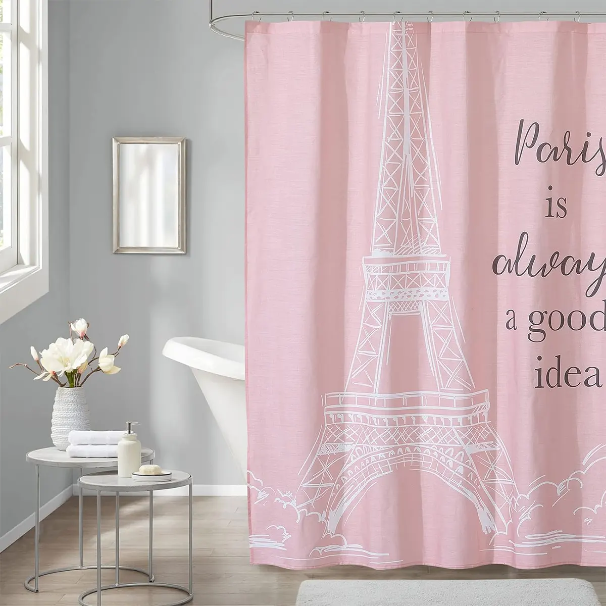 Eiffel Tower pink shower curtain wholesale 02
