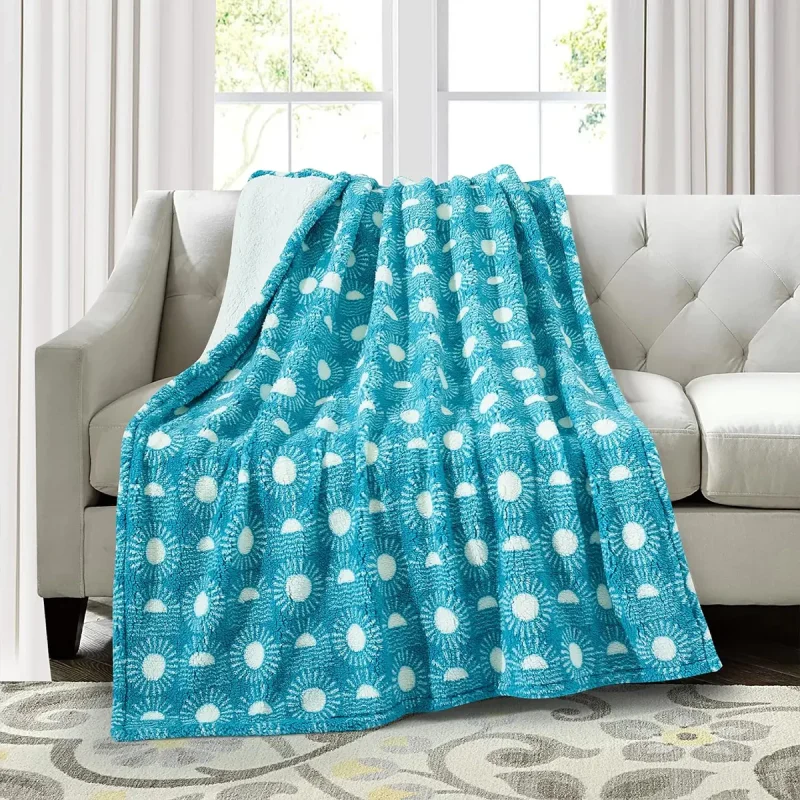 Super Soft Blue Sherpa Fleece Throw Blanket Bulk03