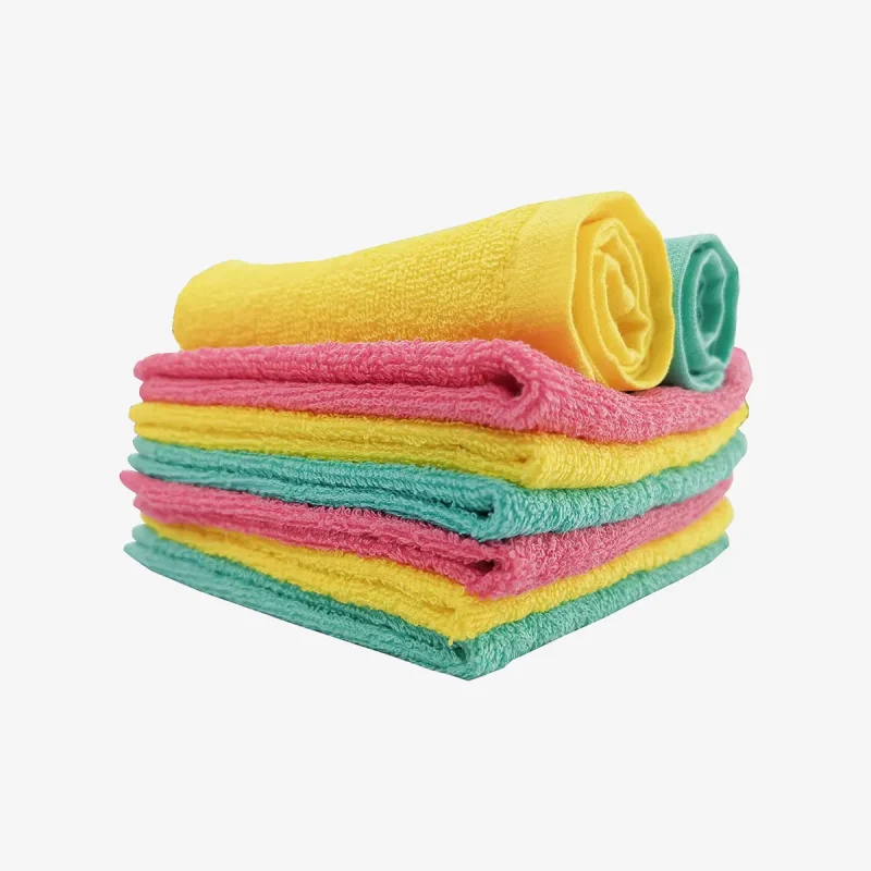8-pack yellow, pink and green towels in bulk